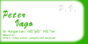 peter vago business card